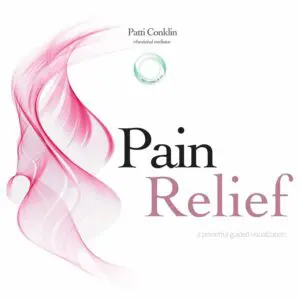 Pink abstract design with 'Pain Relief' text.