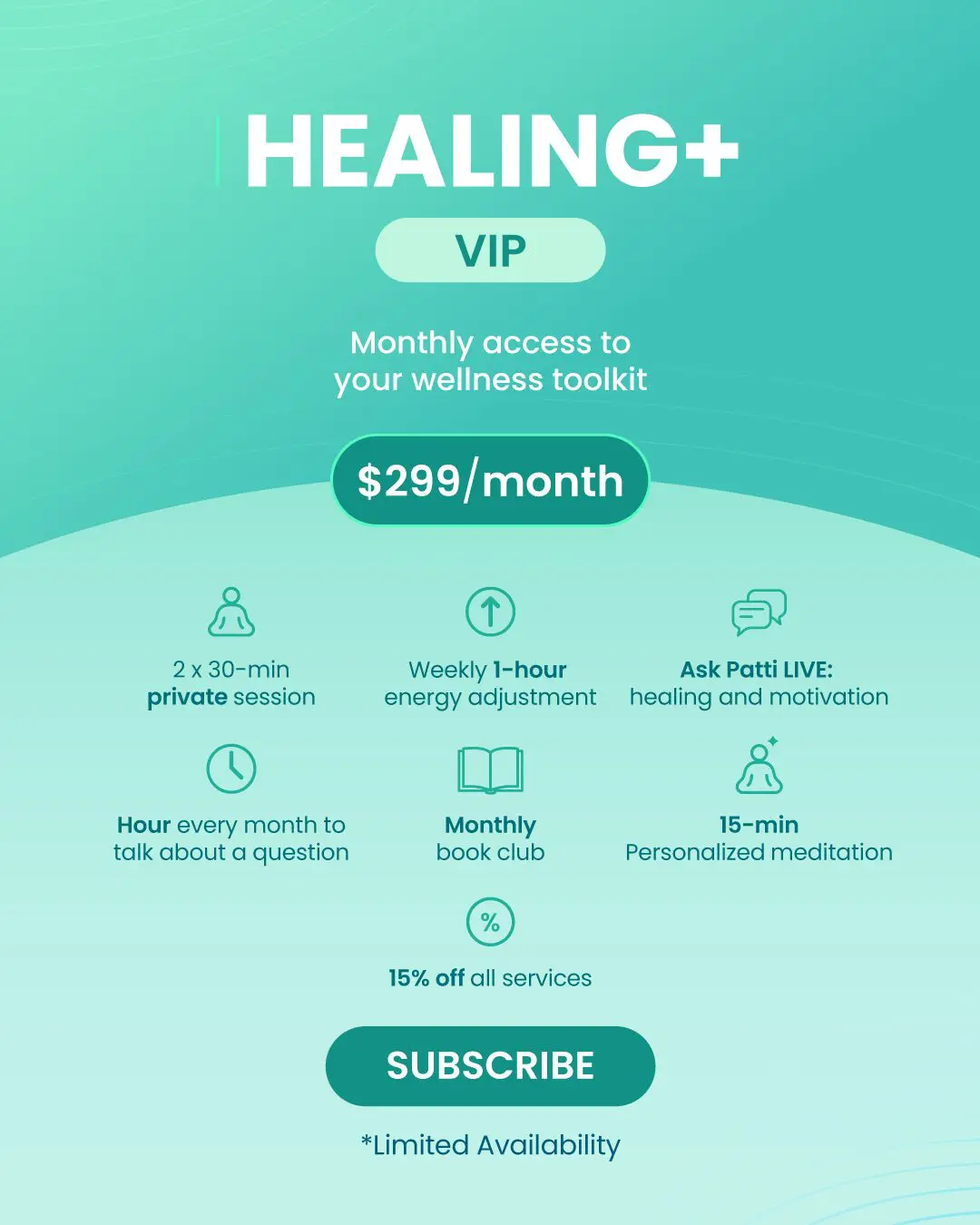 Patti's Healing+ VIP Information