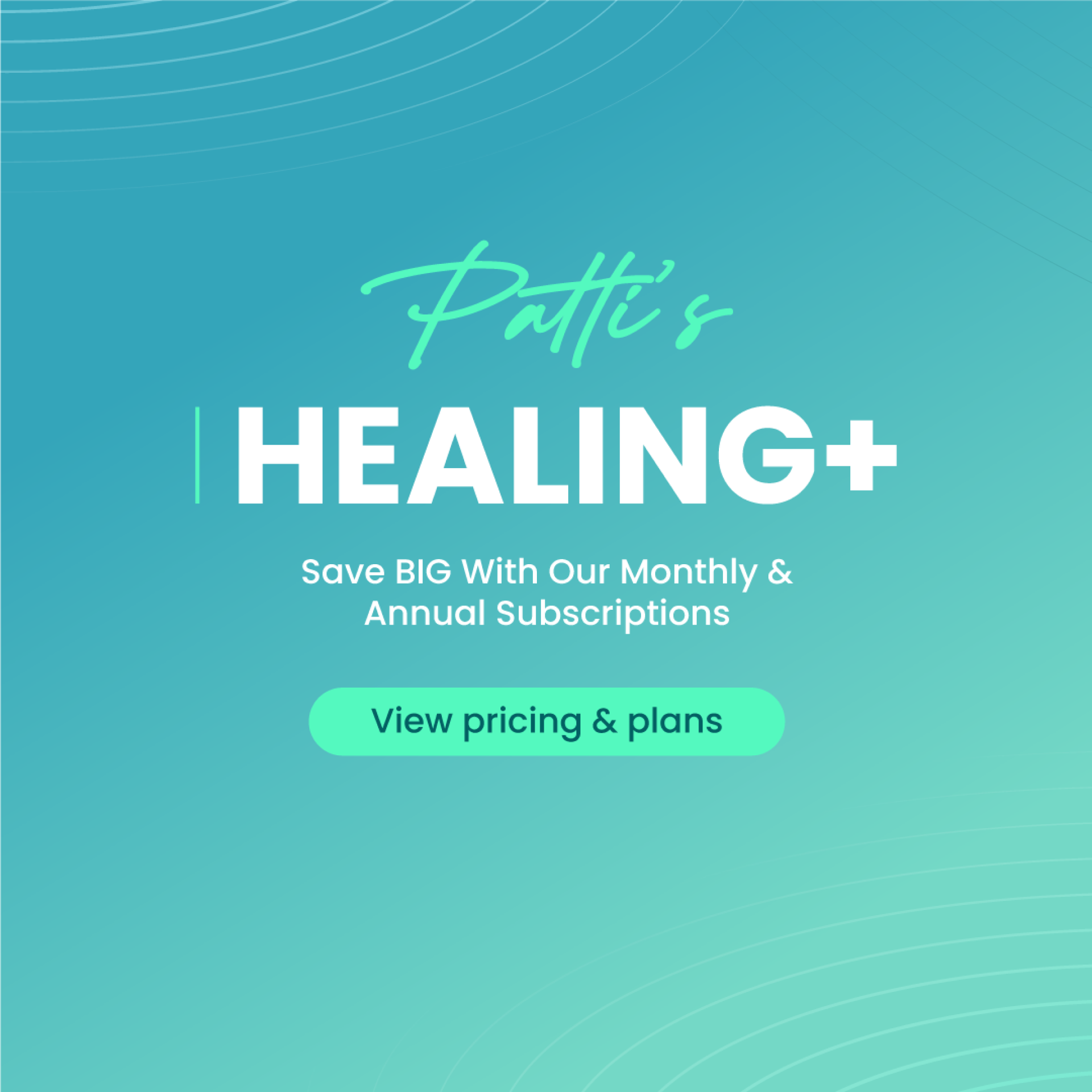 Healing subscription offer with pricing button.